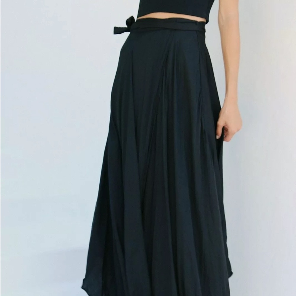 NWT Free People Natalie Wrap Maxi Skirt Black Size XS Z186 - Picture 2 of 4